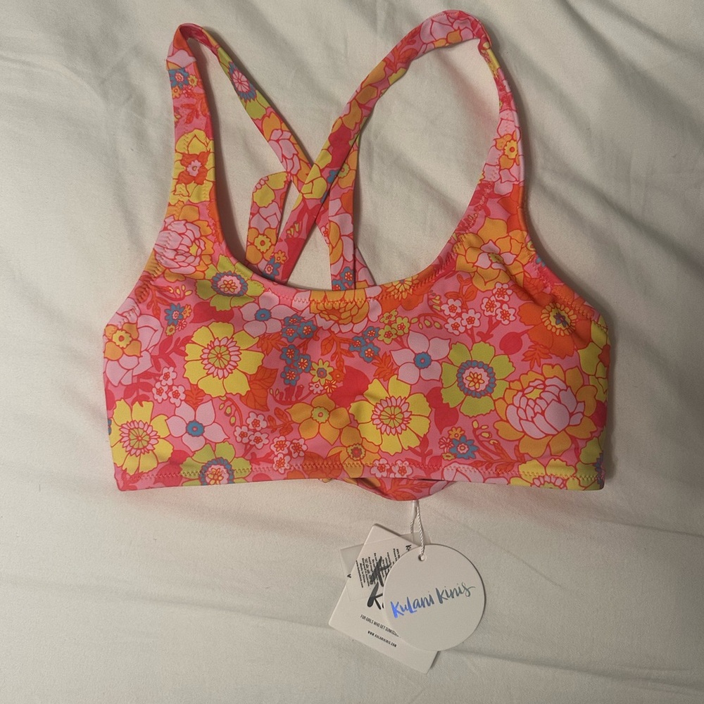 Kulani Kinis Floral Pink and Orange Bikini Top